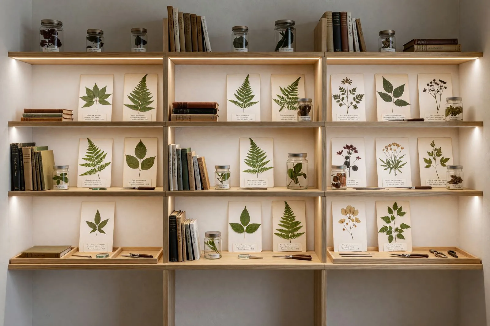 植物ライブラリーのアーカイブ棚 / Plant library archive shelving