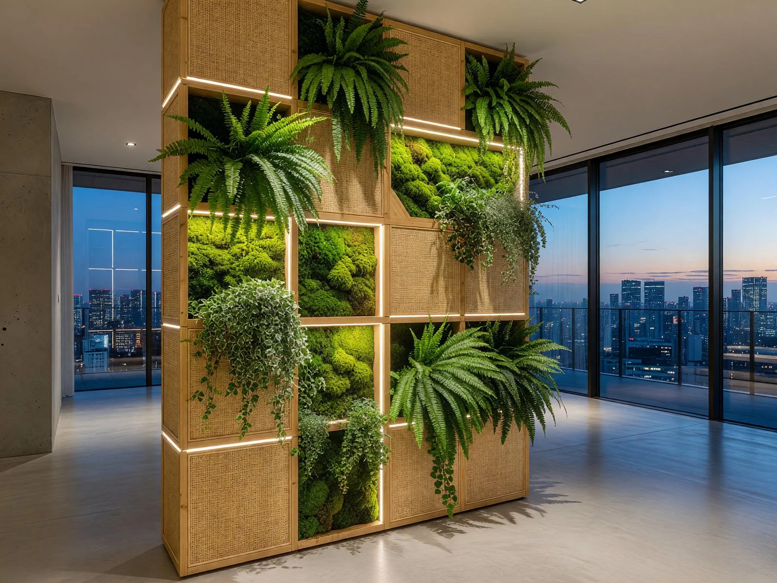 植物のスクリーン、ショールームの間仕切り / Botanical screen room divider for a design showroom