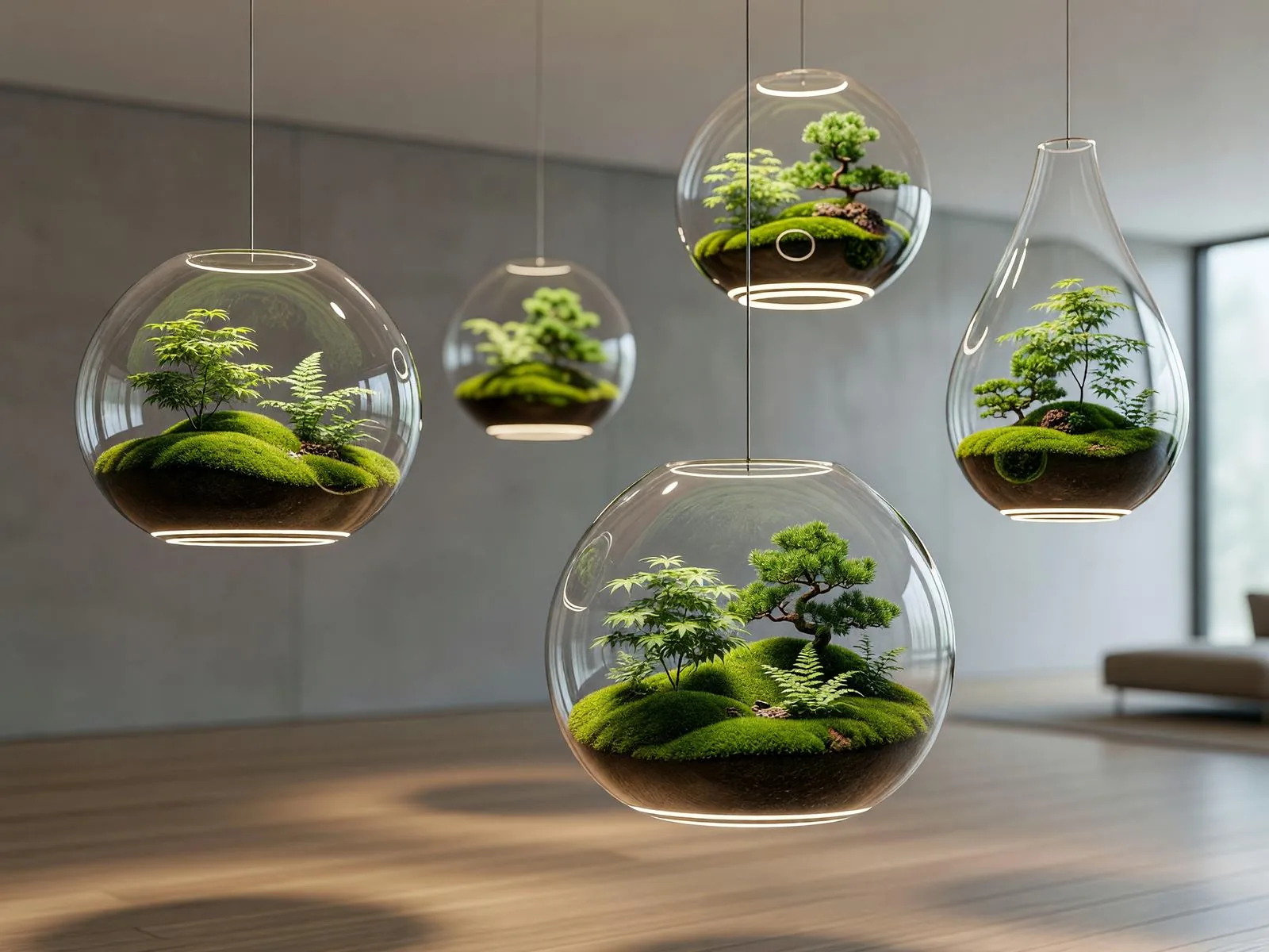 ホテルロビーのガラスのテラリウム作品群 / Bespoke glass terrarium series in a hotel lobby