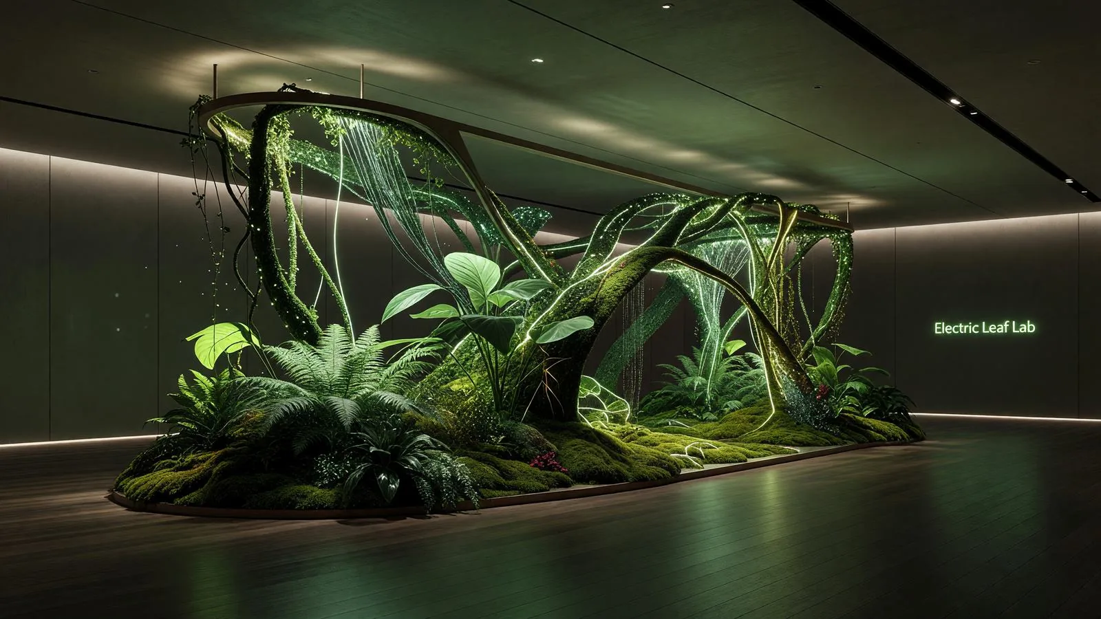 展示空間、メディア取材の様子を想起させるギャラリー風景 / Gallery exhibition space evoking press and media coverage