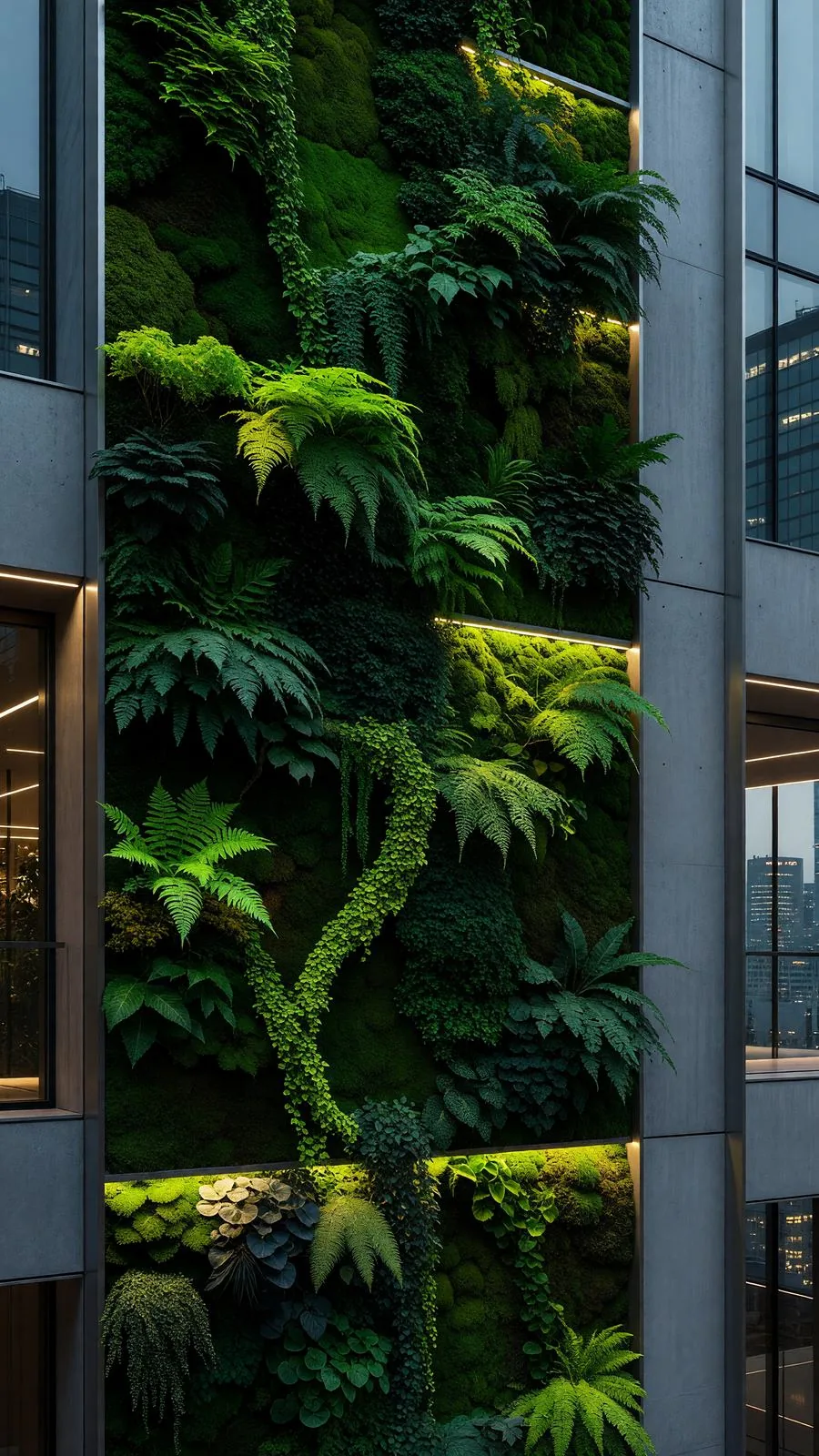 垂直緑化パネルのディテール / Detail of a vertical garden wall installation